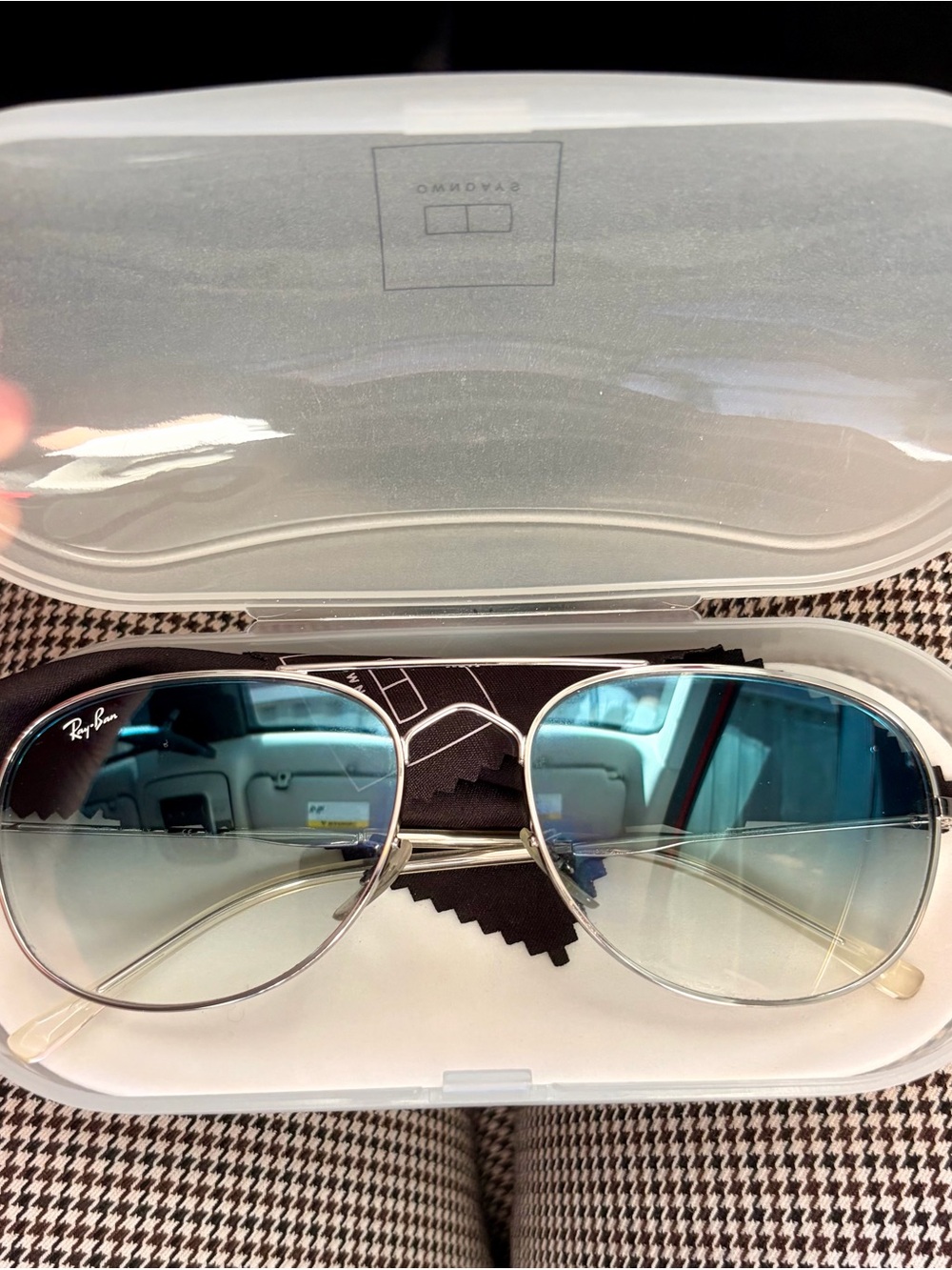 Ray-Ban Silver Frame Sunglasses with Blue Gradient Lenses